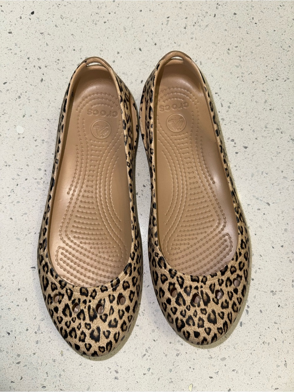 CROCS Leopard Print Ballet Flat - Tan and Black
